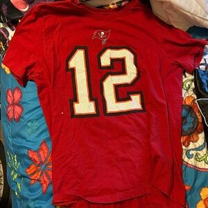 Buccaneers Brady Red Sports T-Shirt with Number 12